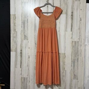 Sincerely Jules Warm Orange Maxi Dress